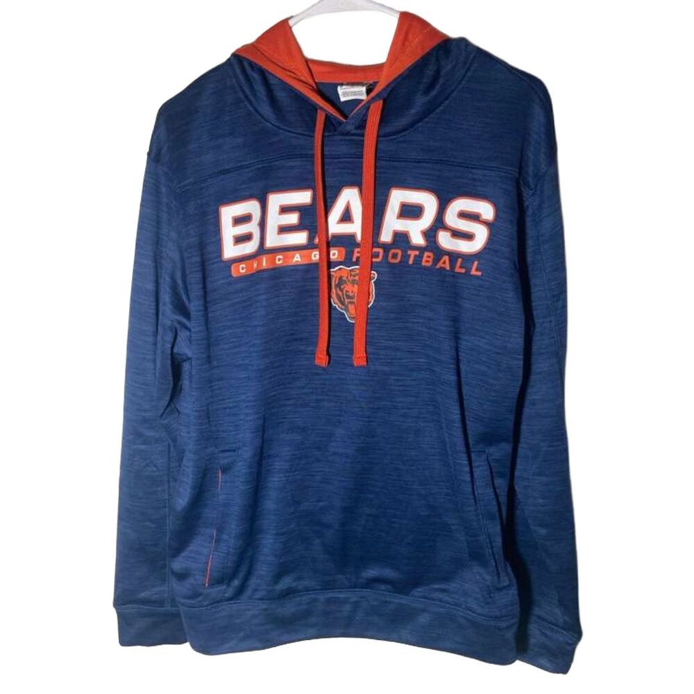 Chicago Bears Hoodie Medium Navy Orange Pullover NFL Football Sweatshirt NWOT - Picture 2 of 8